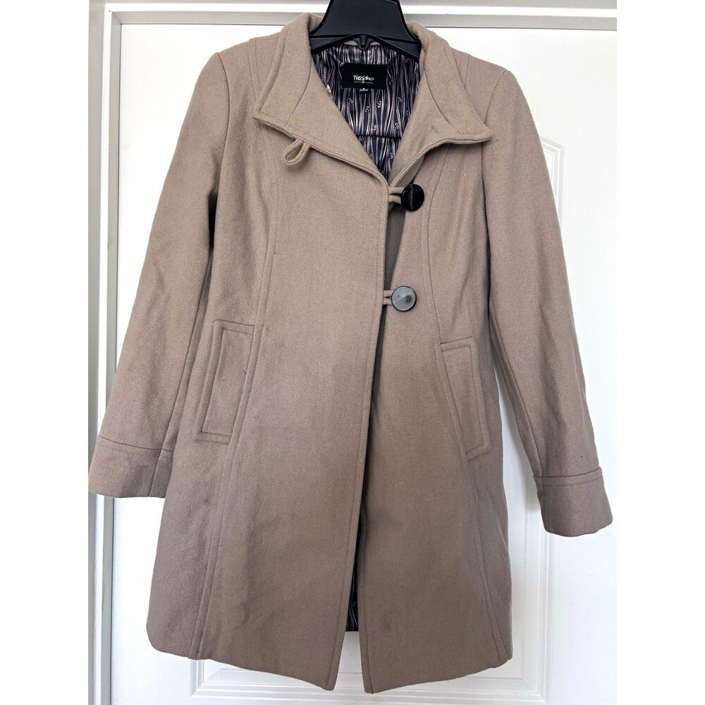 Mossimo Women's Gray Wool Blend Lined Button Pea Coat Mid-Length Size S